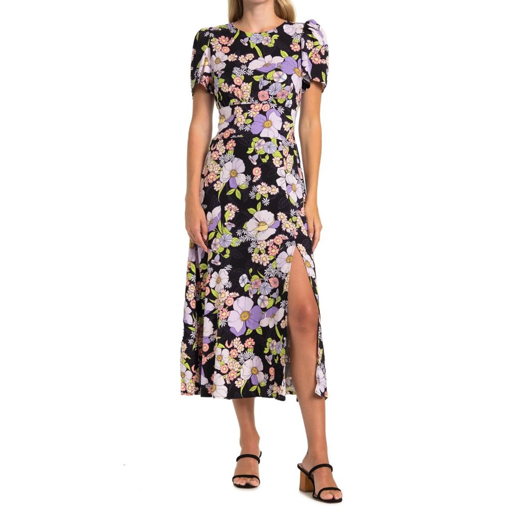 AFRM Jamie Print Open Back Short Sleeve Dress, NWT